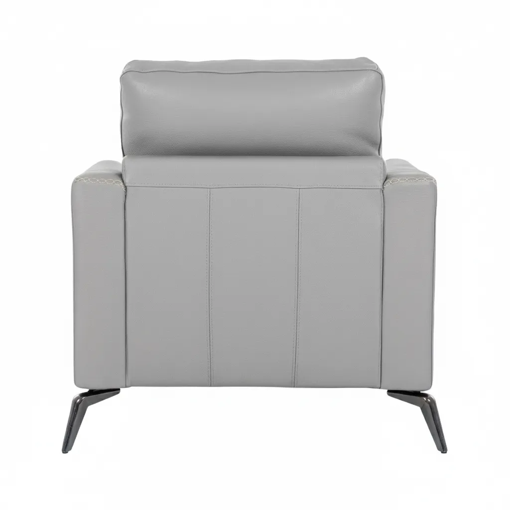 Arina 1 Seater Sofa Grey 5 Arina One Seater Sofa Grey Leatherette with Metal Legs by Vassio – Cozy Modern Sofa Online India