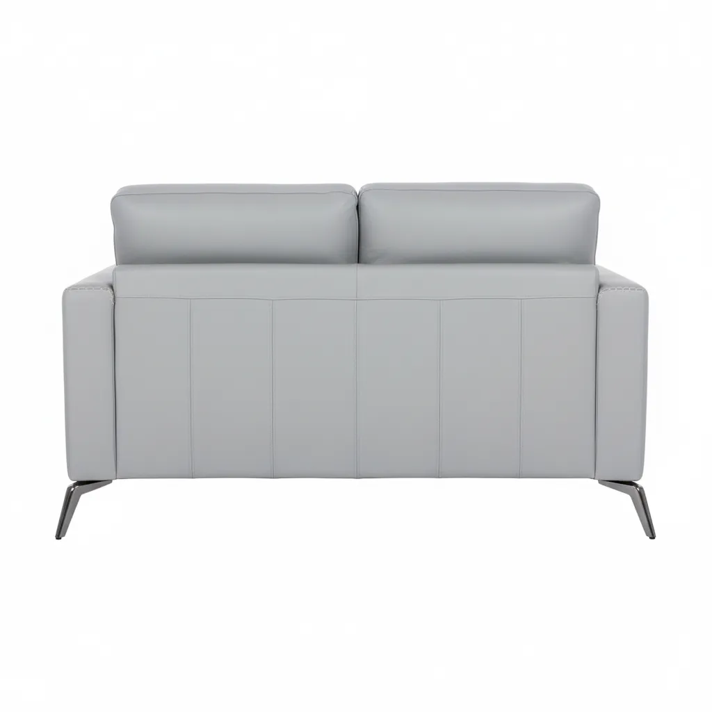 Arina 2 Seater Sofa Grey 5 Arina 2 Seater Leatherette Sofa Pestel Grey with Metal Legs by Vassio – Modern Sofa for Living Room India