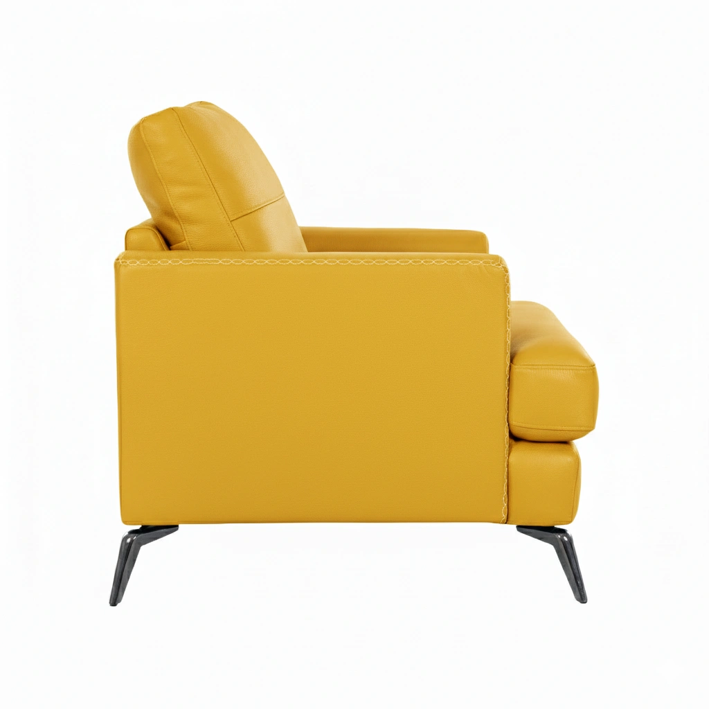 Arina 2 Seater Sofa Yellow 4 Arina 2 Seater Leatherette Sofa Pestal Yellow – Modern Loveseat Sofa with Metal Legs and 48-Month Warranty