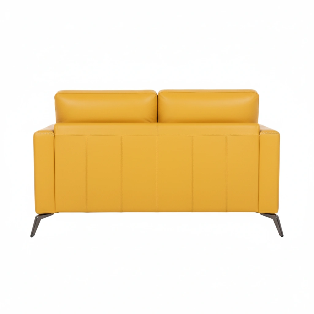 Arina 2 Seater Sofa Yellow 5 Arina 2 Seater Leatherette Sofa Pestal Yellow – Modern Loveseat Sofa with Metal Legs and 48-Month Warranty