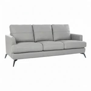 Arina 3 Seater Leatherette Sofa Grey with Metal Legs by Vassio – Premium Modern Sofa for Living Room India