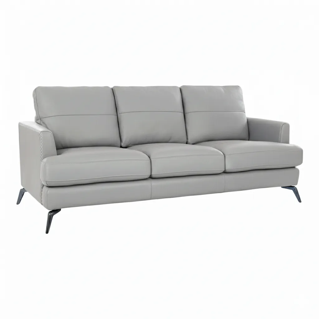 Arina 3 Seater Sofa Grey 2 Arina 3 Seater Leatherette Sofa Grey with Metal Legs by Vassio – Premium Modern Sofa for Living Room India
