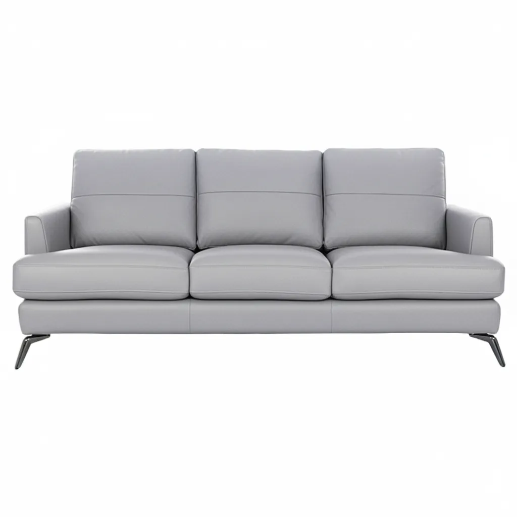 Arina 3 Seater Sofa Grey 3 Arina 3 Seater Leatherette Sofa Grey with Metal Legs by Vassio – Premium Modern Sofa for Living Room India