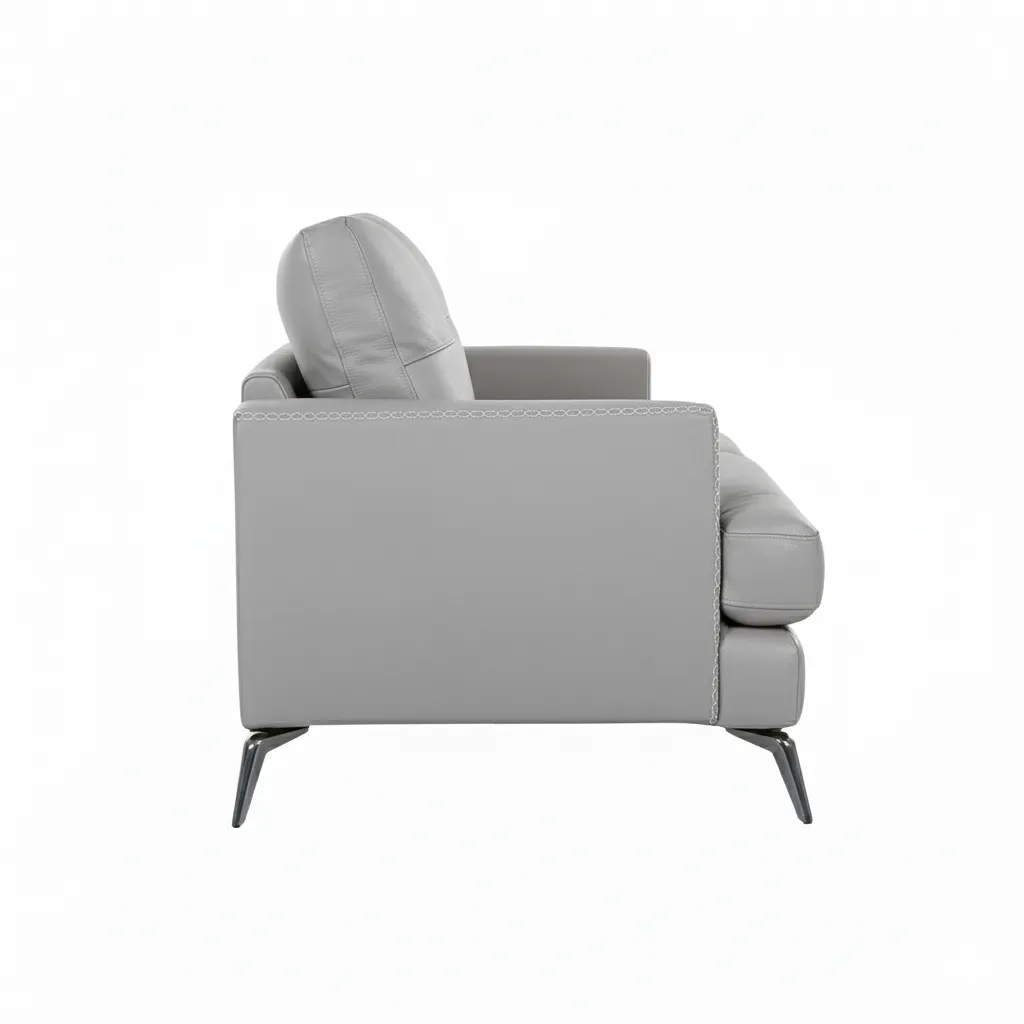 Arina 3 Seater Sofa Grey 4 Arina 3 Seater Leatherette Sofa Grey with Metal Legs by Vassio – Premium Modern Sofa for Living Room India