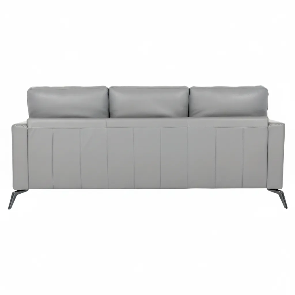 Arina 3 Seater Sofa Grey 5 Arina 3 Seater Leatherette Sofa Grey with Metal Legs by Vassio – Premium Modern Sofa for Living Room India