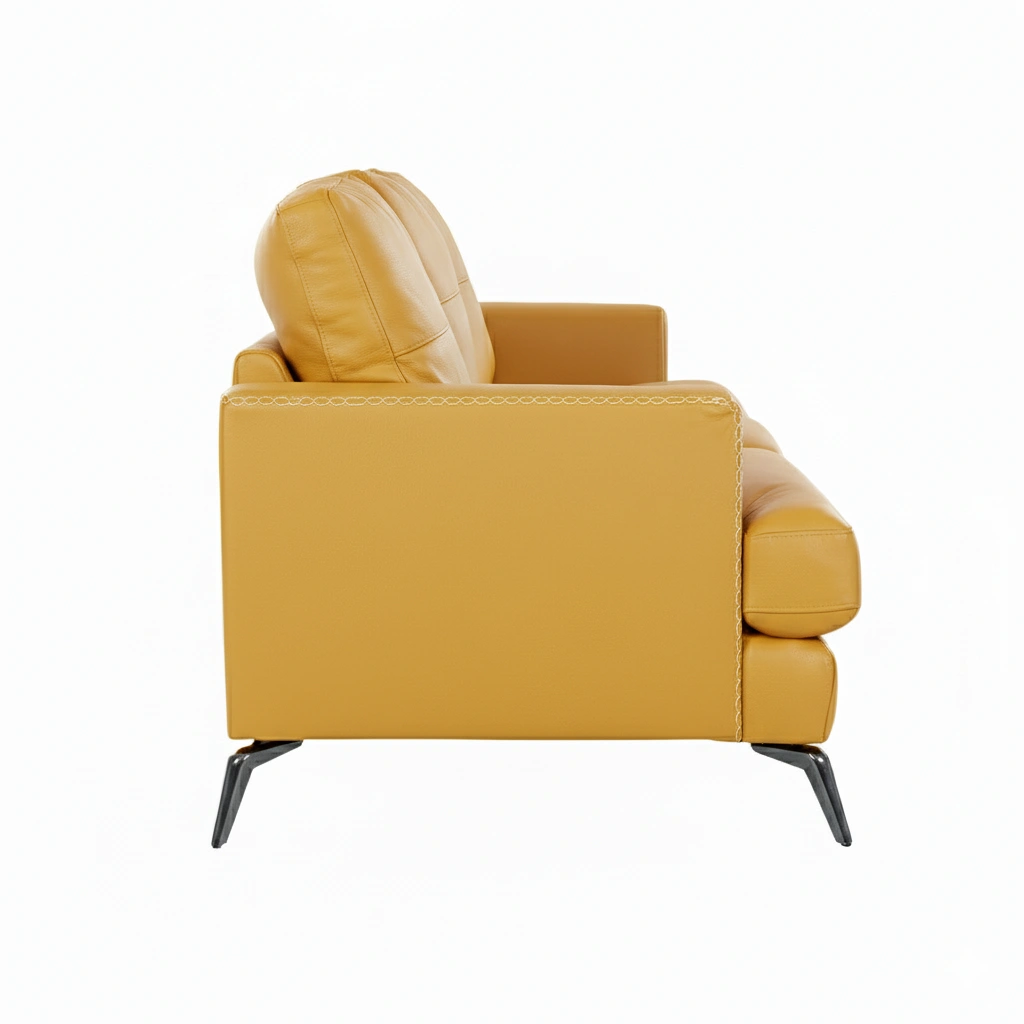 Arina 3 Seater Sofa Yellow 4 Arina 3 Seater Leatherette Sofa in Pestel Yellow with Metal Legs, High-Density Foam and Recron Fibre Filling by Vassio – Modern Premium Sofa Made in India