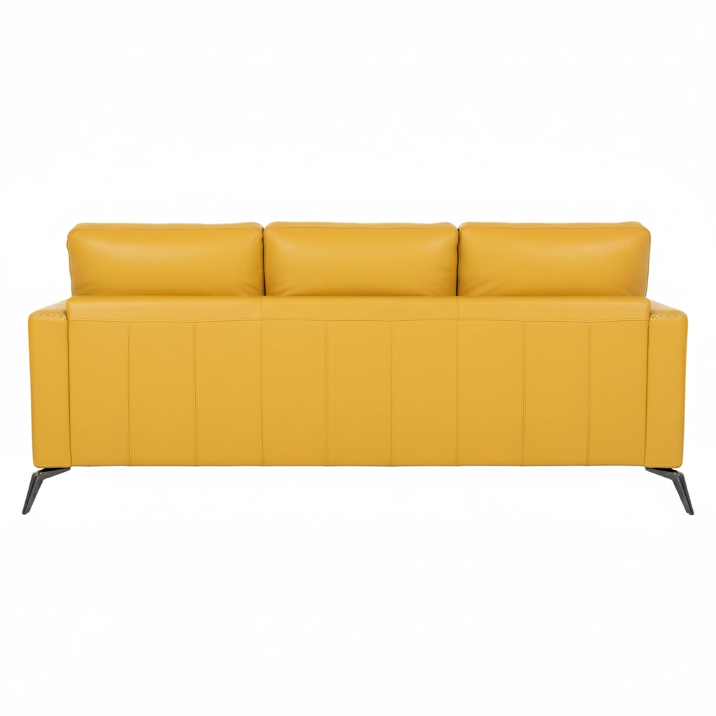 Arina 3 Seater Sofa Yellow 5 Arina 3 Seater Leatherette Sofa in Pestel Yellow with Metal Legs, High-Density Foam and Recron Fibre Filling by Vassio – Modern Premium Sofa Made in India