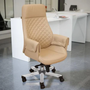 Arisa Boss Chair Beige | Executive High Back Leatherette Office Chair
