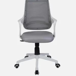 Vassio Bloom Breathable Mesh Ergonomic Chair in White & Grey – Adjustable Mid Back Office Chair with Nylon Base and 360° Swivel