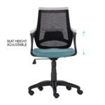 Vassio Bloom Revolving Chair Teal Blue with Leatherette Seat and Black Mesh Back – Ergonomic Office Chair for Home and Work
