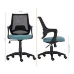 Vassio Bloom Revolving Chair Teal Blue with Leatherette Seat and Black Mesh Back – Ergonomic Office Chair for Home and Work