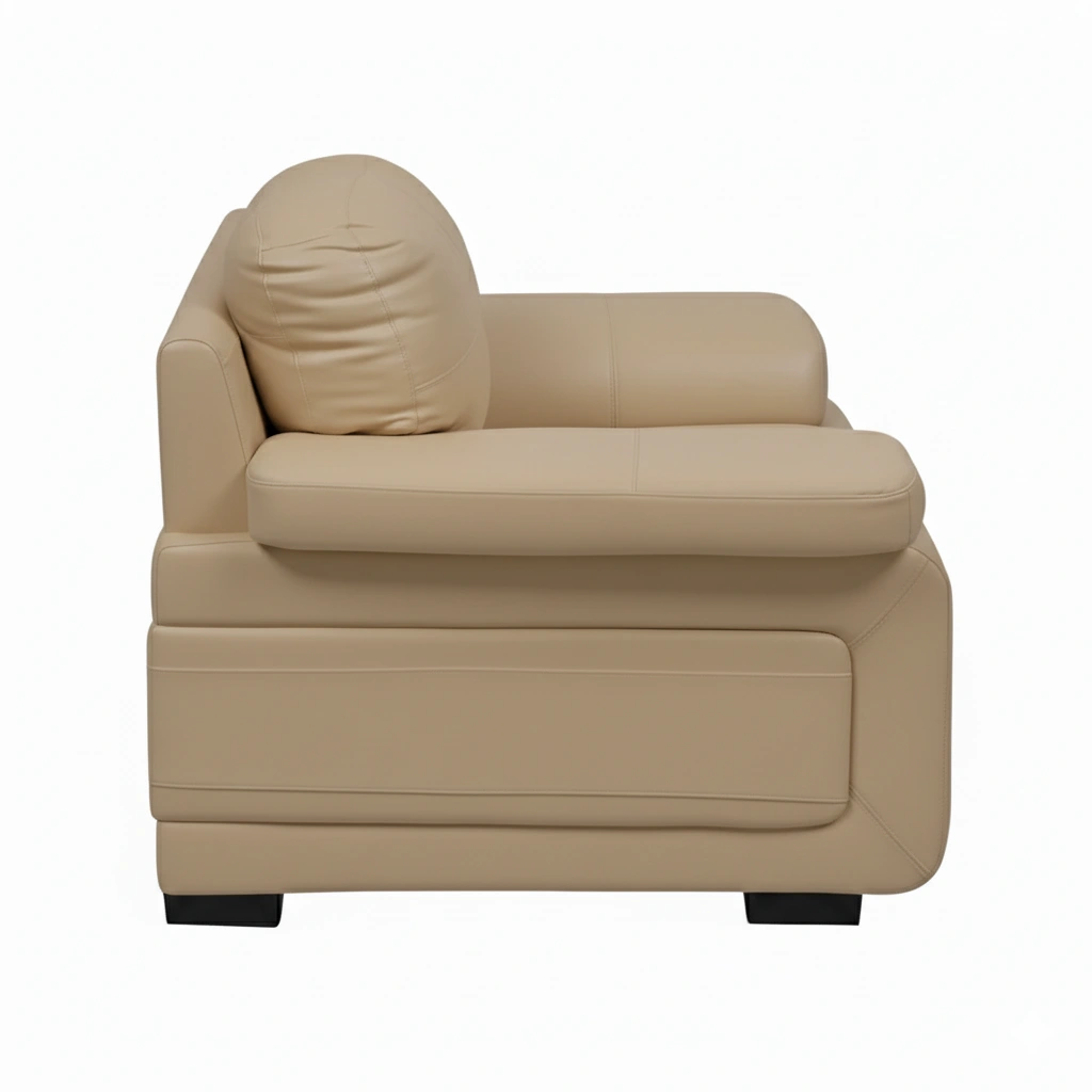 Celista 1 Seater Beige 4 Celista 1 Seater Sofa in Beige Leatherette by Vassio – Made in India, Elegant, and Comfortable Seating