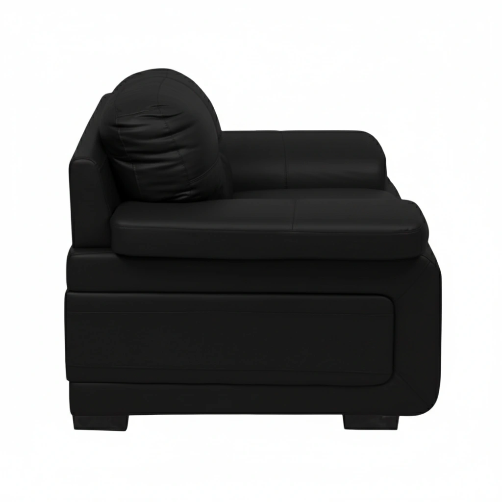 Celista 1 Seater Black 4 Celista 1 Seater Sofa in Black Leatherette by Vassio – Made in India, Stylish, and Comfortable Seating