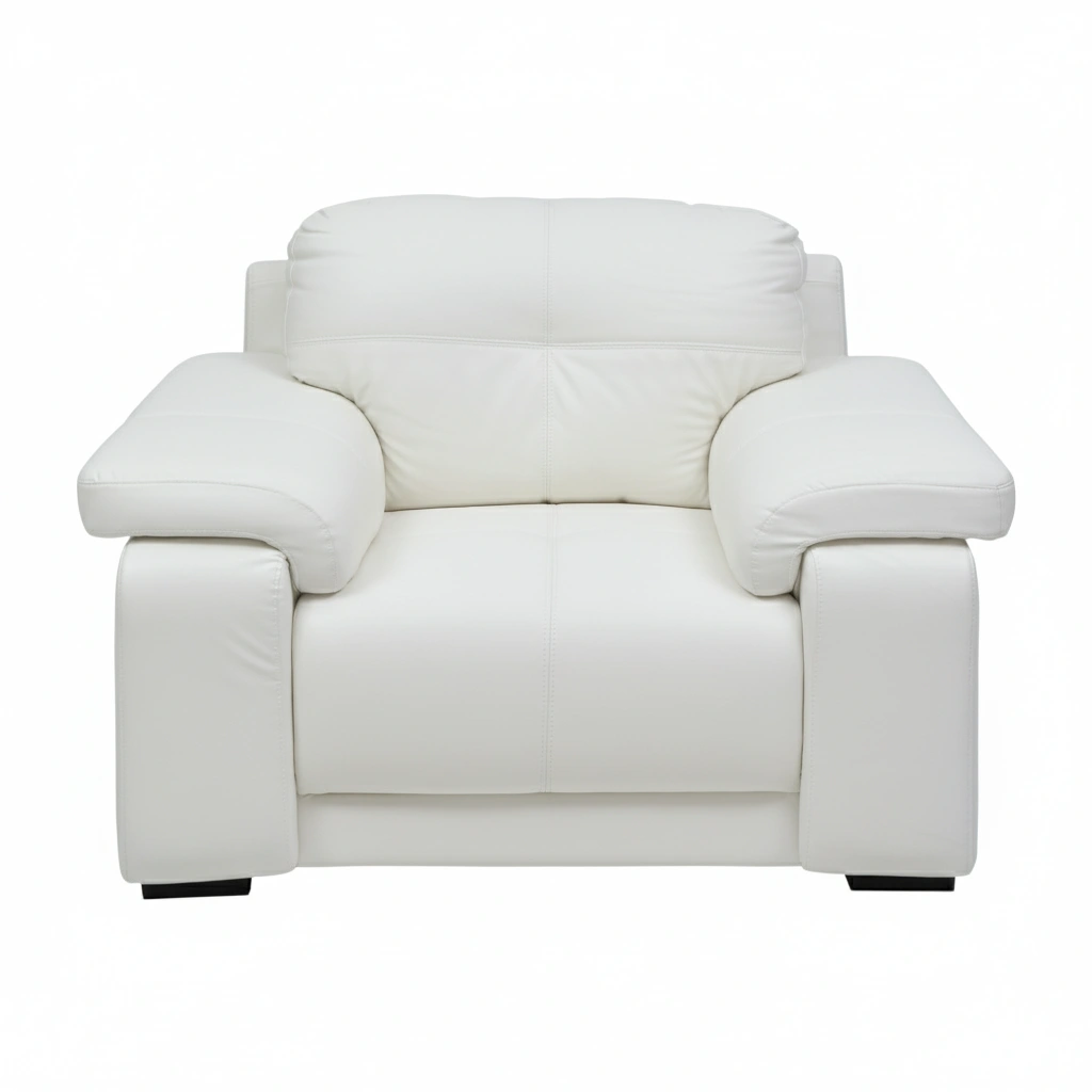 Celista 1 Seater White 3 Celista 1 Seater Sofa in White Leatherette by Vassio – Modern, Elegant, and Comfortable Seating