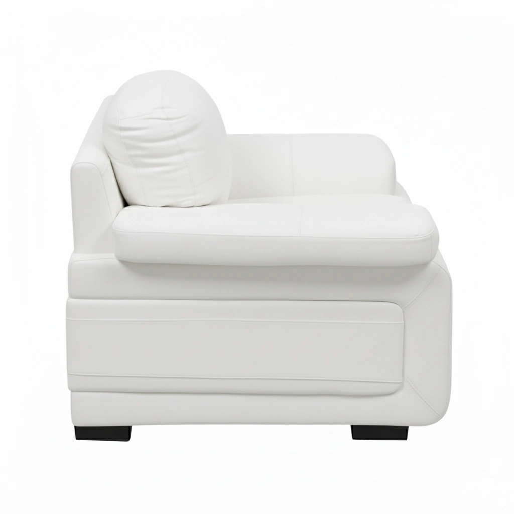 Celista 1 Seater White 4 Celista 1 Seater Sofa in White Leatherette by Vassio – Modern, Elegant, and Comfortable Seating