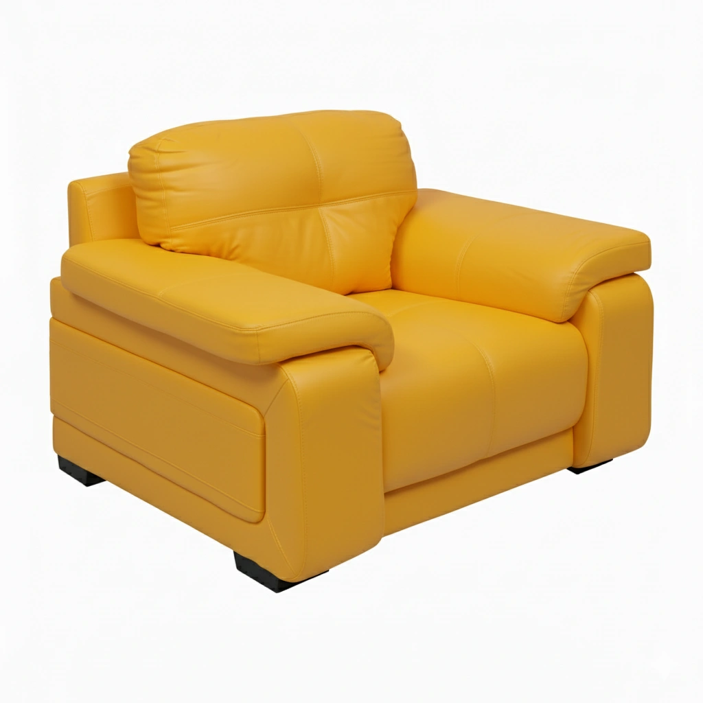 Celista 1 Seater Yellow 2 Celista 1 Seater Sofa in Yellow Leatherette by Vassio – Modern, Vibrant, and Comfortable Seating