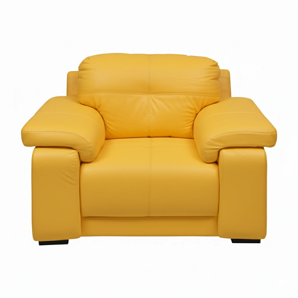 Celista 1 Seater Yellow 3 Celista 1 Seater Sofa in Yellow Leatherette by Vassio – Modern, Vibrant, and Comfortable Seating