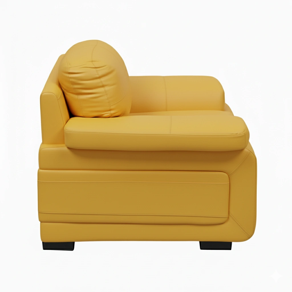Celista 1 Seater Yellow 4 Celista 1 Seater Sofa in Yellow Leatherette by Vassio – Modern, Vibrant, and Comfortable Seating