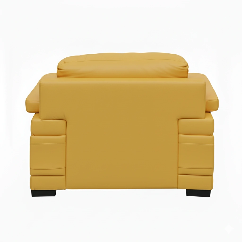 Celista 1 Seater Yellow 5 Celista 1 Seater Sofa in Yellow Leatherette by Vassio – Modern, Vibrant, and Comfortable Seating