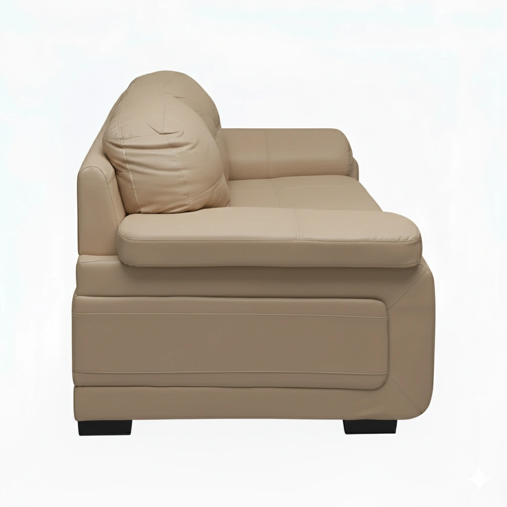 Celista 2 Seater Beige 4 Celista 2 Seater Sofa Beige Leatherette | Modern Living Room & Office Sofa by Vassio