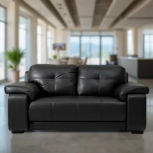 Celista 2 Seater Sofa Black Leatherette by Vassio