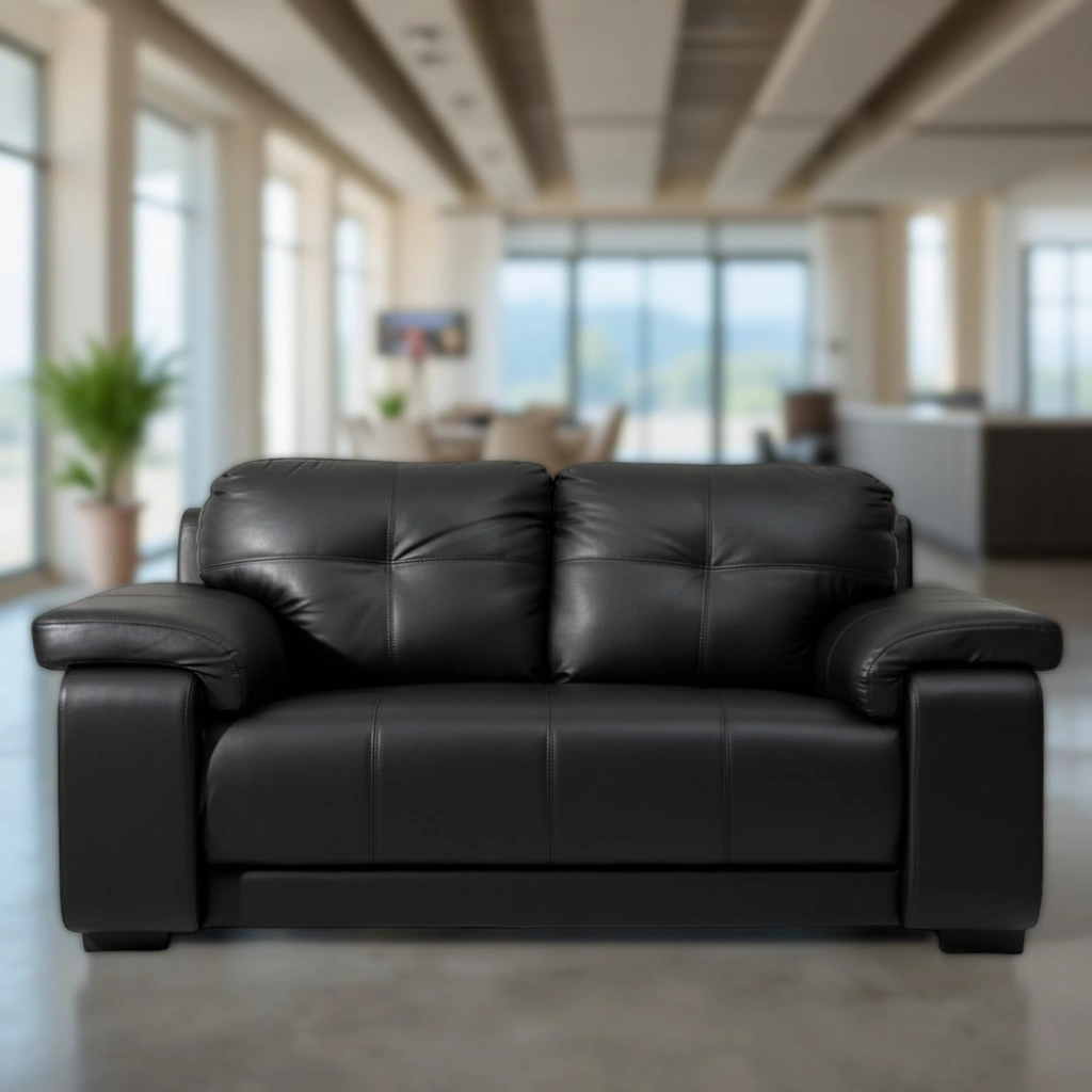 Celista 2 Seater Black 1 Celista 2 Seater Sofa Black Leatherette by Vassio