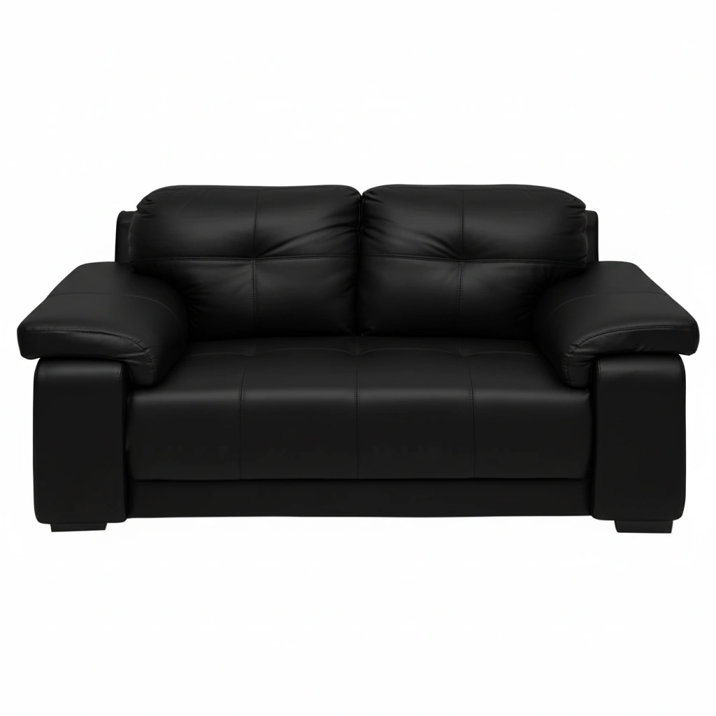 Celista 2 Seater Black 3 Celista 2 Seater Sofa Black Leatherette by Vassio