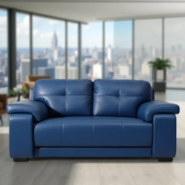 Celista 2 Seater Sofa Blue Leatherette by Vassio