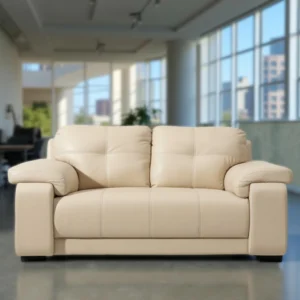 Celista 2 Seater Sofa Cream Leatherette by Vassio
