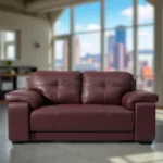 Celista 2 Seater Sofa in Maroon Leatherette by Vassio – Modern Design, Comfortable Seating
