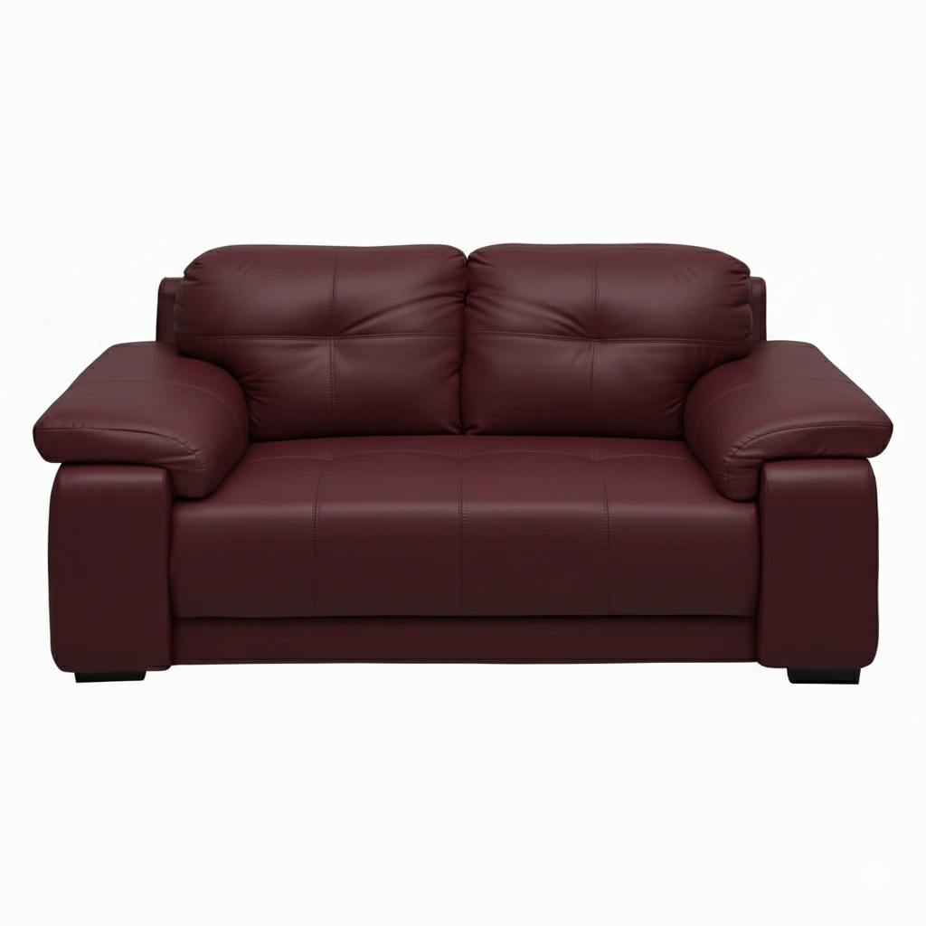 Celista 2 Seater Maroon 3 Celista 2 Seater Sofa in Maroon Leatherette by Vassio – Modern Design, Comfortable Seating