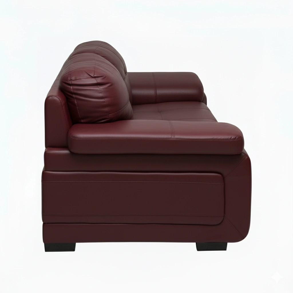 Celista 2 Seater Maroon 4 Celista 2 Seater Sofa in Maroon Leatherette by Vassio – Modern Design, Comfortable Seating