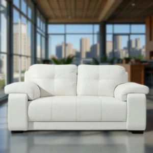 Celista 2 Seater Sofa in White Leatherette by Vassio – Modern Design, Comfortable Seating