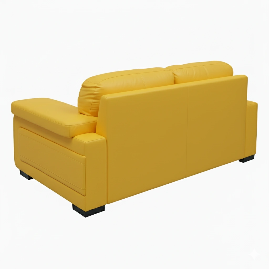Celista 2 Seater Yellow 5 Celista 2 Seater Sofa in Yellow Leatherette by Vassio – Modern, Vibrant, and Comfortable Seating
