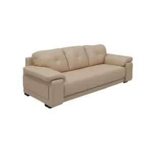 Celista 3 Seater Sofa Beige Leatherette | Vassio Premium Living Room Sofa