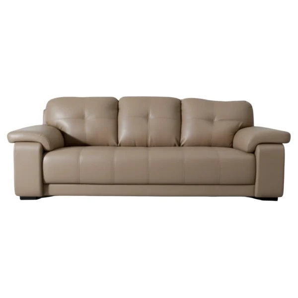 Celista 3 Seater Sofa Beige Leatherette | Vassio Premium Living Room Sofa
