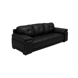 Celista 3 Seater Sofa Black | Vassio Modern Leatherette Sofa