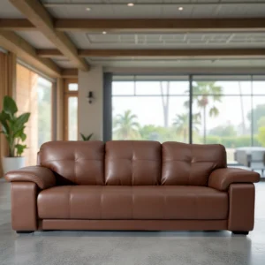 Celista 3 Seater Sofa Brown Leatherette | Vassio Modern Designer Sofa