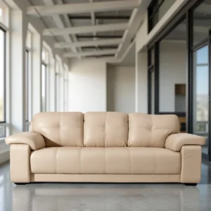 Celista 3 Seater Sofa Cream Leatherette | Vassio Modern Designer Sofa
