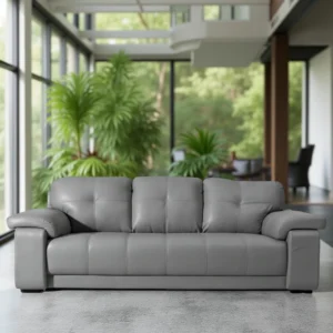 Celista 3 Seater Sofa Grey Leatherette | Vassio Modern Living Room Sofa