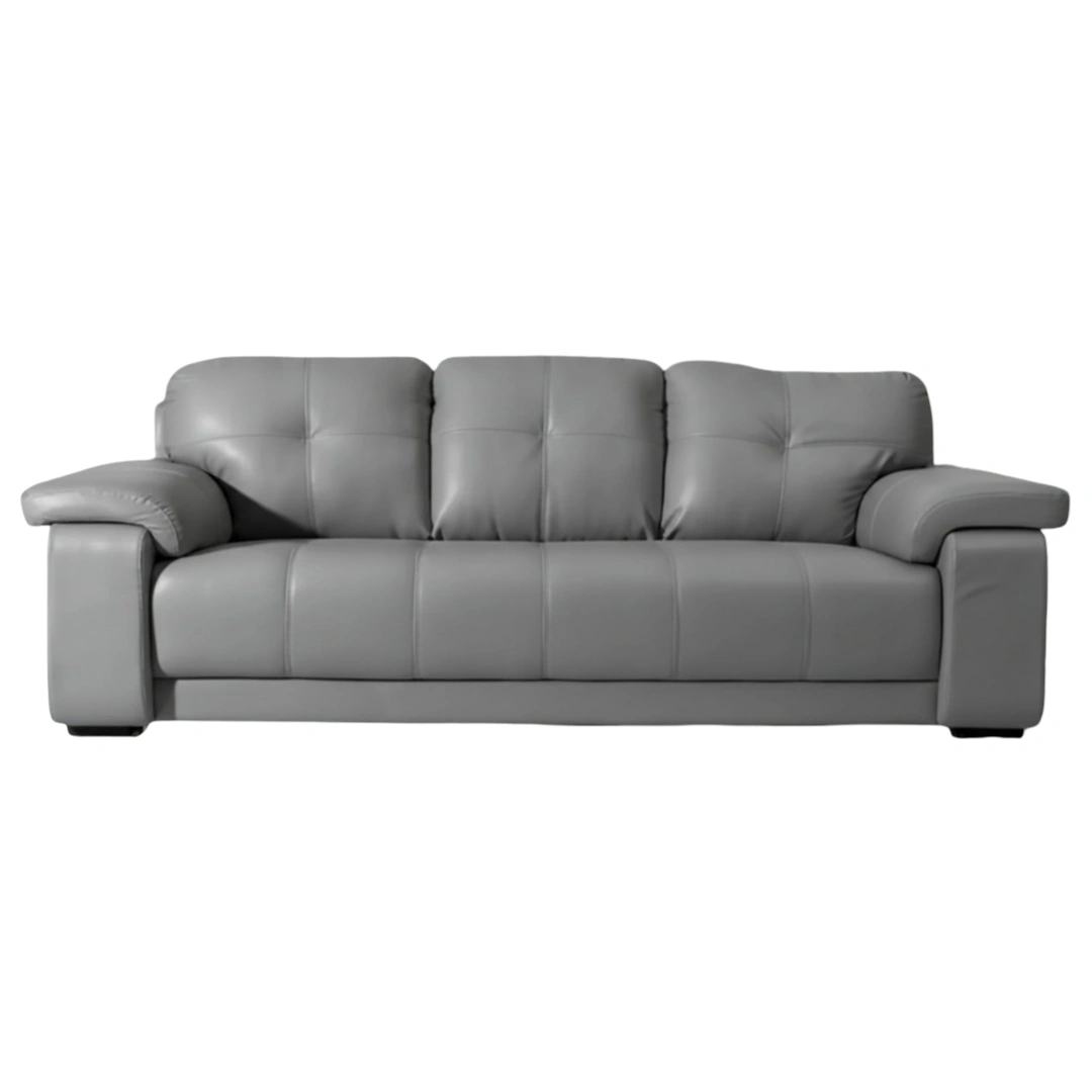Celista 3 Seater Grey 3 Celista 3 Seater Sofa Grey Leatherette | Vassio Modern Living Room Sofa