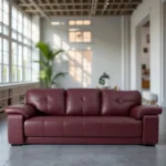 Celista 3 Seater Sofa Maroon Leatherette | Vassio Premium Living Room Sofa