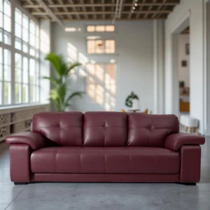 Celista 3 Seater Sofa Maroon Leatherette | Vassio Premium Living Room Sofa