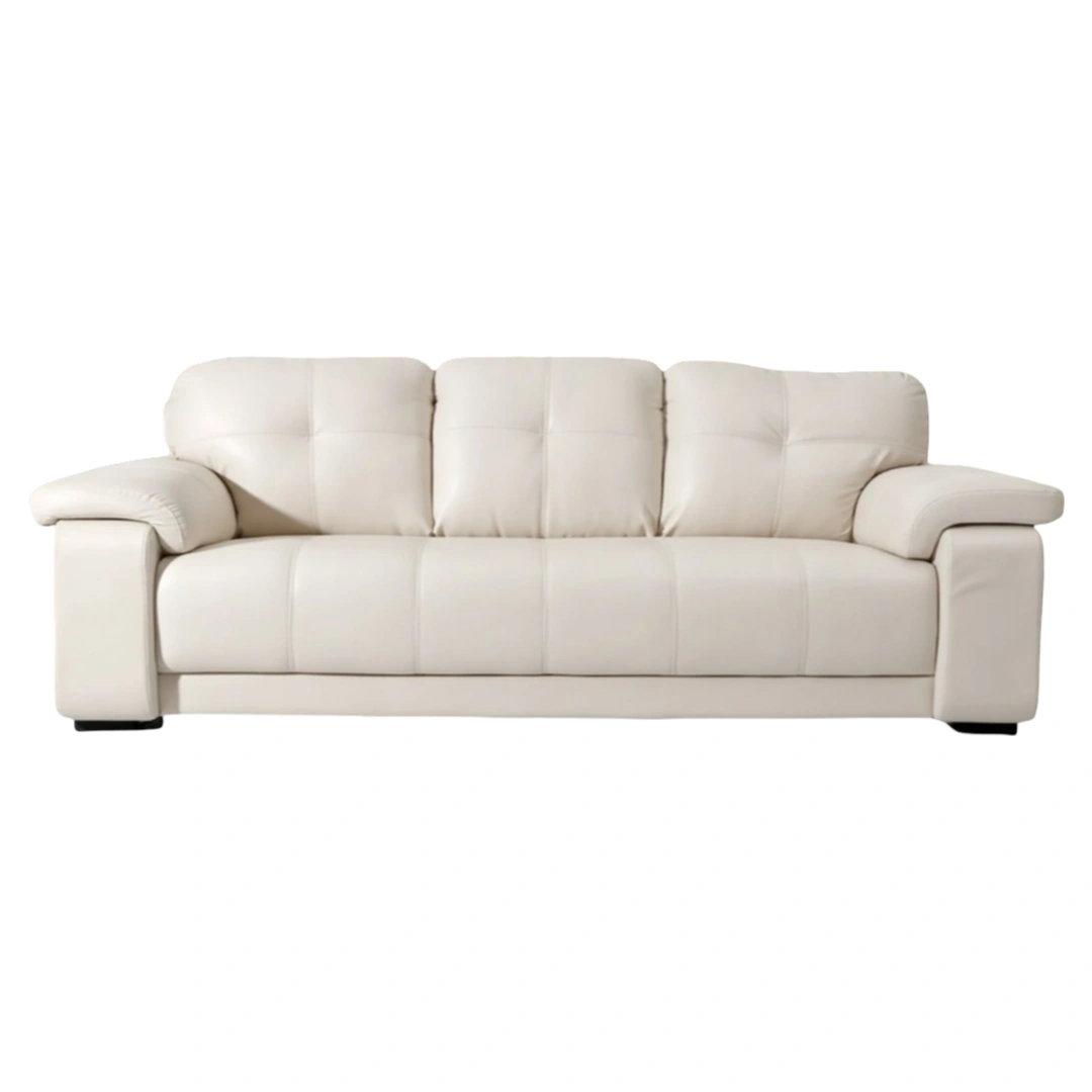 Celista 3 Seater White 3 Celista 3 Seater Sofa White Leatherette | Vassio Modern Living Room Sofa