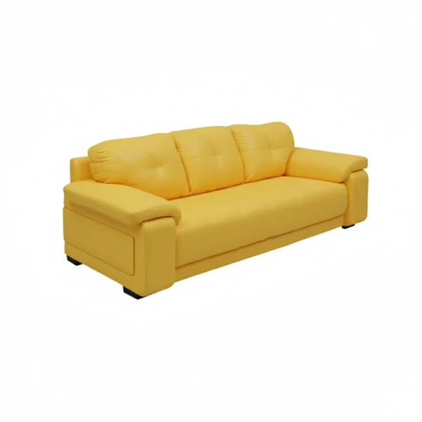 Celista 3 Seater Sofa Yellow Leatherette| Modern Designer Sofa for Living Room