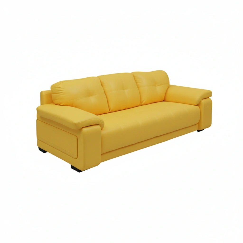 Celista 3 Seater Yellow 2 Celista 3 Seater Sofa Yellow Leatherette| Modern Designer Sofa for Living Room