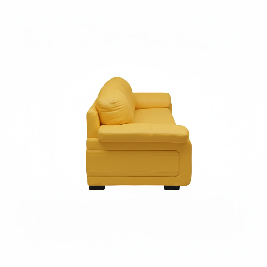 Celista 3 Seater Yellow 4 Celista 3 Seater Sofa Yellow Leatherette| Modern Designer Sofa for Living Room