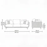 Celora 3 Seater Sofa with Cushions Included – Premium Sofa with Foam, Spring & Recron Fibre Filling by Vassio