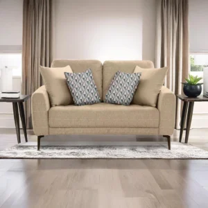 Shop the Vassio Clera 2 Seater Cream Sofa – upholstered in premium fabric with sturdy black metal legs, modern design, perfect for living rooms, offices.....
