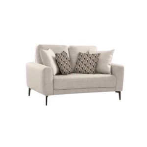 Shop the Vassio Clera 2 Seater Beige Sofa – upholstered in premium fabric with sturdy black metal legs, modern design, perfect for living rooms, offices.....